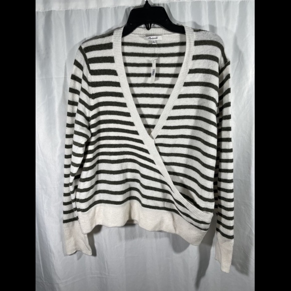 NWT Madewell Green Elthorne Stripe Wrap Sweater XL - Picture 7 of 12